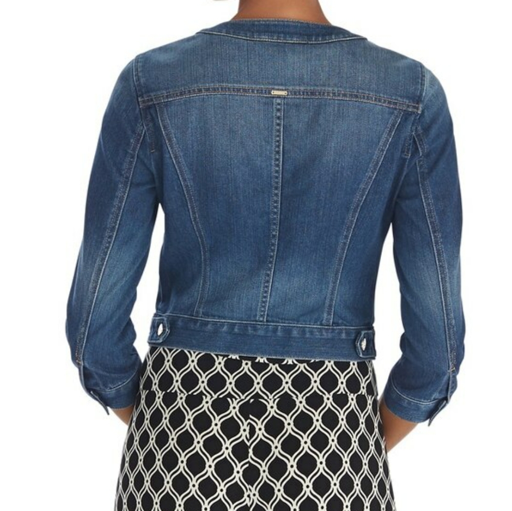 SOLD - WHBM jewel neck denim jacket - Picture 2 of 16